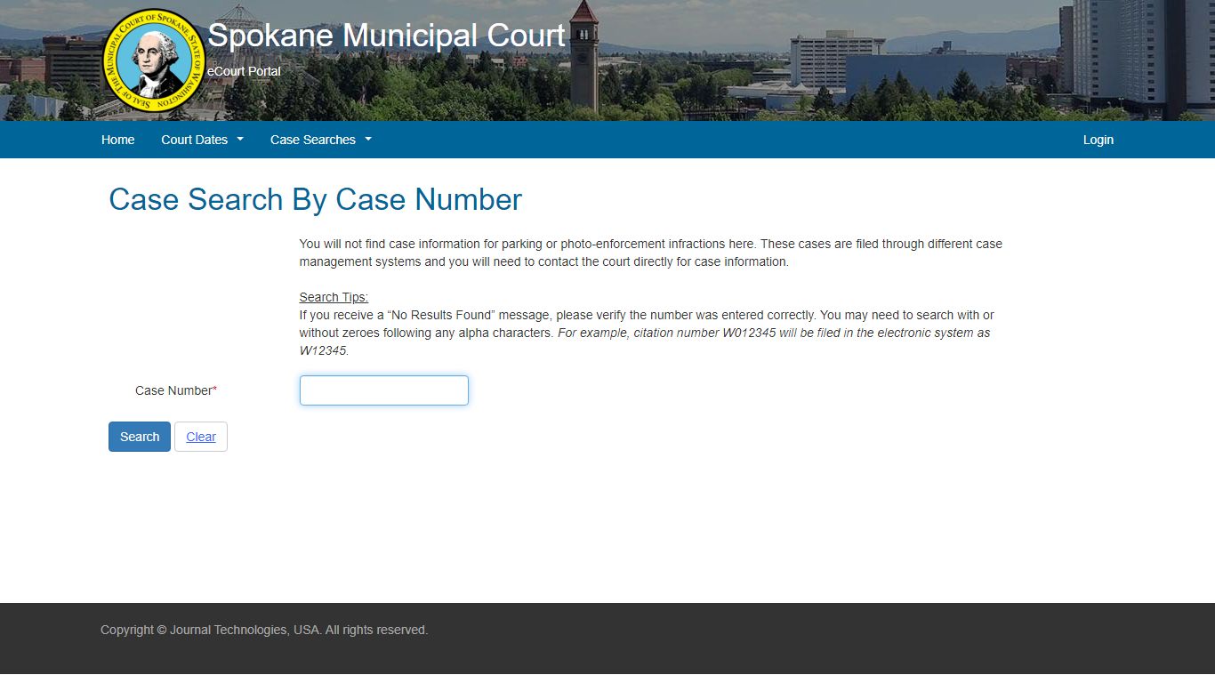 Case Search By Case Number | Spokane Municipal Court eCourt Portal