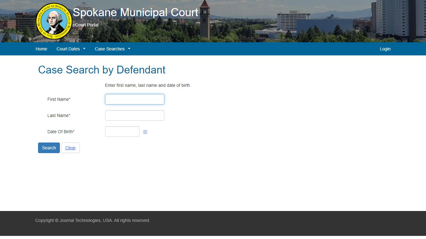 Case Search by Defendant | Spokane Municipal Court eCourt Portal